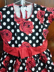 Cute Polka Dot &amp; Rose Dress
