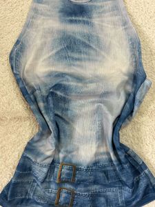 Denim Print Halter Mini Dress