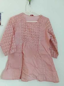 Pink Embroidered Cotton Kurti