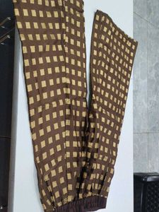 Ethnic Brown Checked Crop Top &amp; Palazzo Set