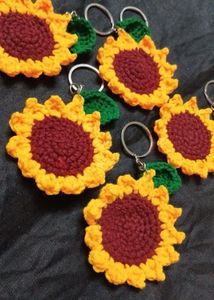 Crocheted Sunflower Keychain