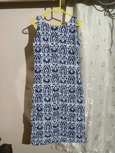 Anayna Blue &amp; White Printed Sleeveless Kurta