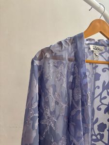 Sheer Floral Print Over Coat