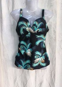 13810. Tropical Palm Print Bikini Top