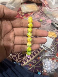 Heart Charm Beaded marble Bracelet (green)