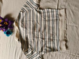 Striped Polo Crop Top