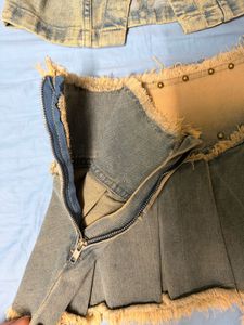 Y2K Denim Pleated Mini Skirt