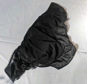 Satin Black Lace Trim Panty