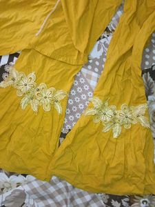 Yellow Embroidered Kurta Set with Bell Bottoms