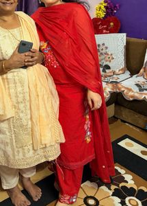 Red Embroidered kurta Pants set