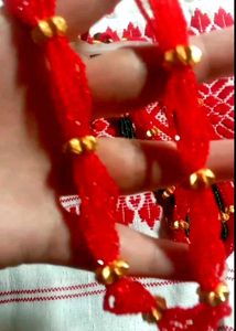 Red Beaded gorkha Nou gedi with Gold Accents 300rs