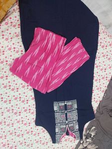 Embroidered Navy Blue Kurta Set