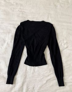 Black Cardigan with Rose Embellishments
