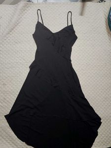Black Ruffled Midi Dress