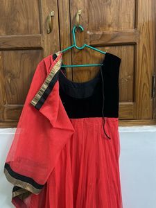 Elegant Red &amp; Black Ethnic Gown