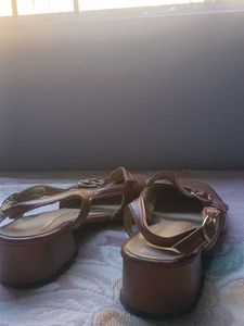 Brown Slingback Block Heels