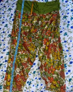Green Kurta Set with Floral Pants