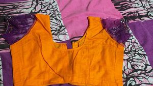 Beautiful orange &amp; Purple Saree with Blouse