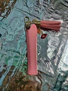 Cute Pink Tassel Keychain lipstick holder