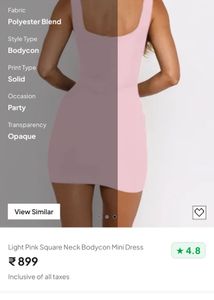Light Pink Square Neck Bodycon Mini Dress- New me