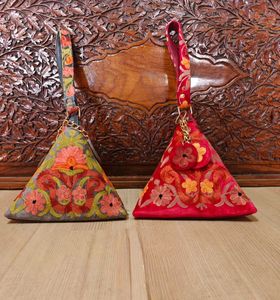 Embroidered Triangle Clutch Bags