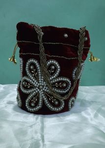 Maroon Velvet Potli Bag