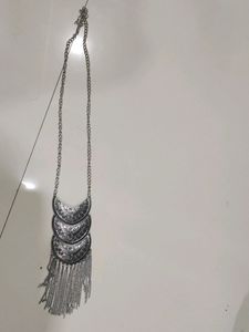 Oxidised Silver Long Necklace