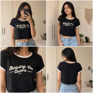 Black Cropped "Thriving On Chaos" T-Shirt| XXL