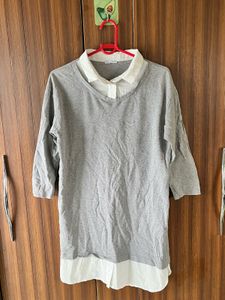 Grey Layered Long Sleeve Top