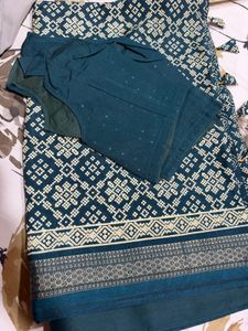 Designer Teal Saree with Blouse
