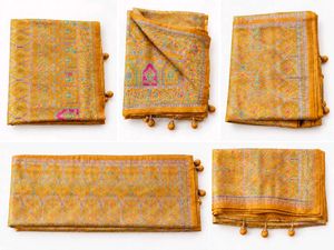 Elegant Yellow Floral Print Saree