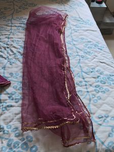Elegant Purple Silk Kurta shara set