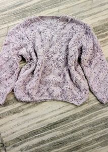 Cozy Textured Knit Sweater purple mauve
