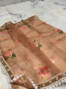 woman cotton Embroidered Kurta Set with orgenza