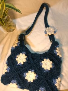 Handmade Crochet Flower Shoulder Bag