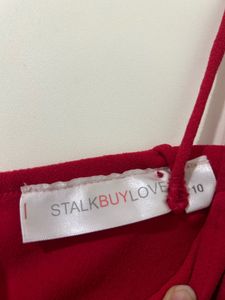 Chic Red-Black Cold Shoulder Jumpsuit- Stalk Buy L