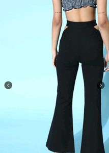 Sassafras Black Solid Flare Slim Fit Trouser