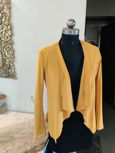 Zara Mustard Suede Waterfall Jacket