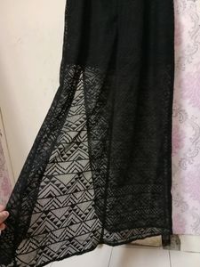 Black Sleeveless Net Long Dress