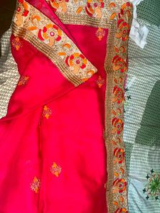 Vibrant Embroidered new chiffon saree