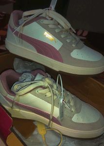 Puma White &amp; Pink Sneakers