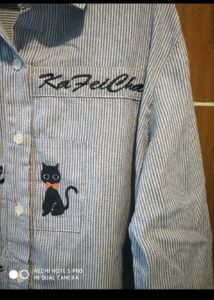Striped Cat Pocket Shirt