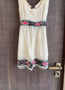 White &amp; Blue Embroidered Summer Dress