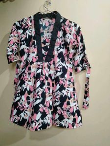 Chic Abstract Print Top style short Kurti