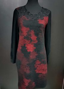Chic Black & Red Floral Dress