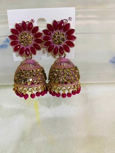 Stunning Jhumka Earrings with Floral Design