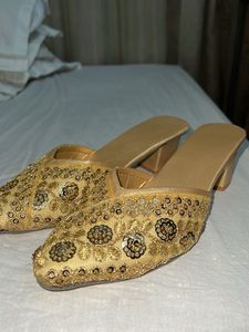Embellished Golden mules