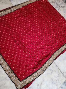 kundan work heavy border saree