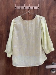 Sheer butter yellow Floral Print Top
