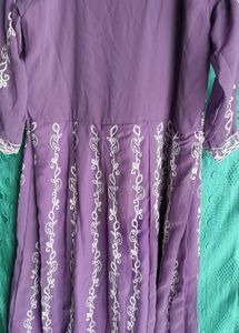 Elegant Purple Kurta Set with White Embroidery